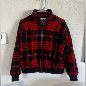 Vintage Pendleton Red and Black Wool Bomber Jacket